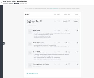 Screenshot of a contract template in Honeybook