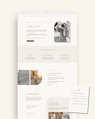 Showit Client Lounge templates for Photographers - Session edition 2