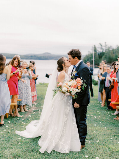 Luxury Vermont Photographer Summer Lake Side Wedding Ceremony Photos