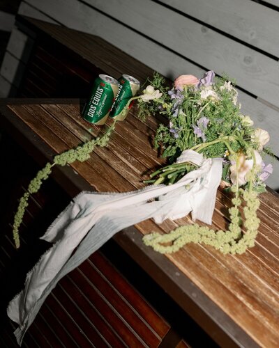Wedding details on film of florals at Maine Wedding