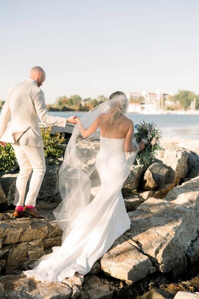 Manchester Country Club - Couple Walking Down Their Outdoor Wedding Aisle