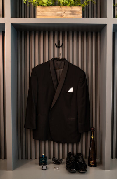 An elegant smoking jacket for the honoree of the celebration of life  party