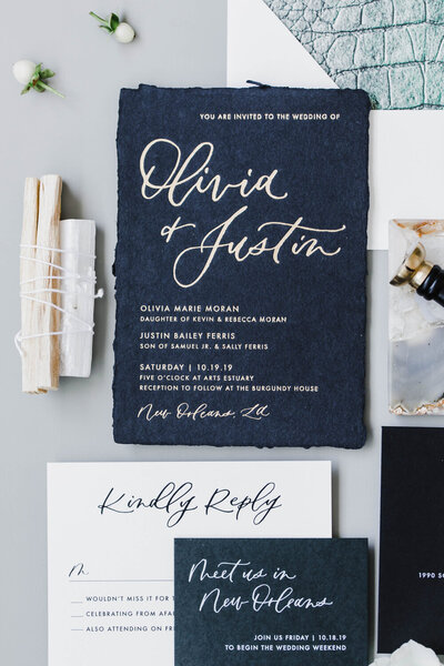 Black+handmade+paper+wedding+invitations