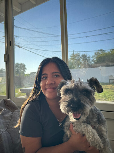 Hella the vet tech with her dog