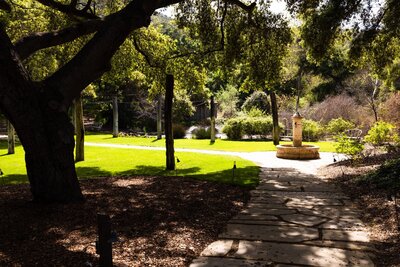 Provence Gardens wedding ceremony site and fountain at Vista Valley Country Club.