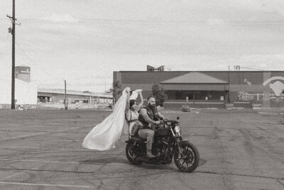 seattle engagement session on a motorcycle 