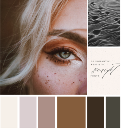 Color Palette and Aesthetic Mood Board for Nostalgia Romance. Moody, feminine, timeless, and bookish.