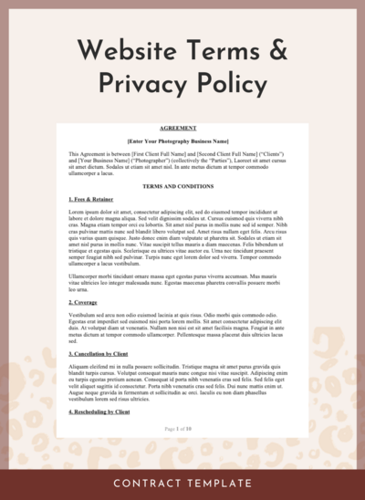 Website Terms and Conditions and Privacy Policy GDPR and CCPA compliant contract template by The Legal Paige