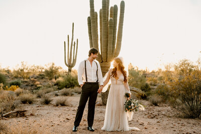 newlyweds in arizona landscape