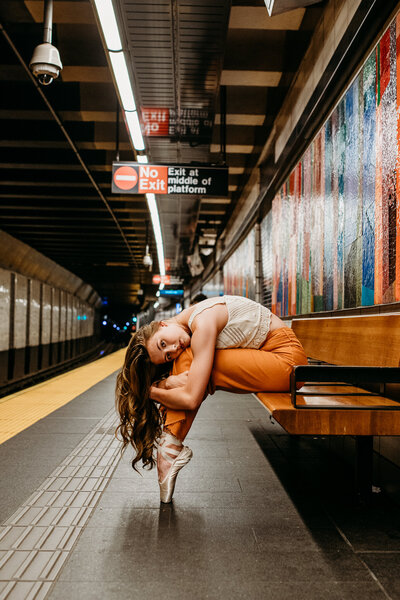 Ballerina at the subway in Brooklyn.
