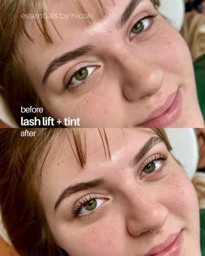 Lash lift and tint on blonde lashes for a natural mascara look