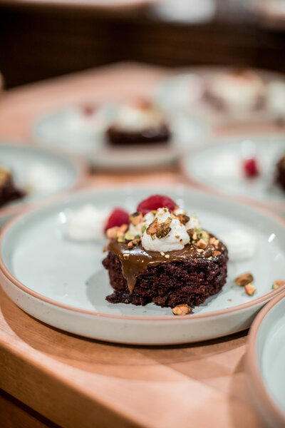 Gourmet dessert at Fowl Plains waterfowl hunting lodge.