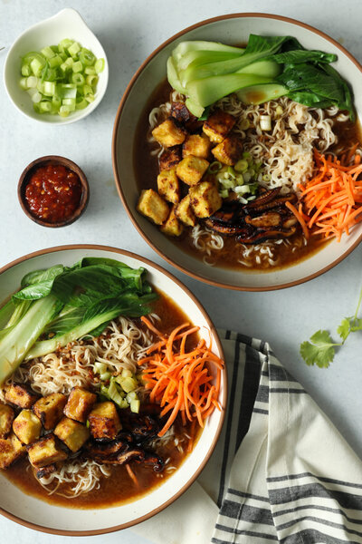two bowls of vegetarian ramen