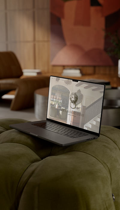 Web design for an interior designer showing creative brand design