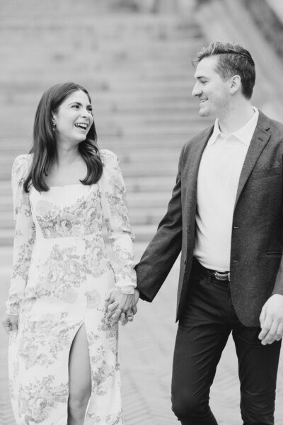 A cloudy day, intimate engagement session in Central Park and the Met in New York City.