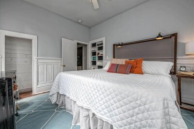 Peaceful bedroom in this 2-bedroom 2-bathroom vacation rental home on the Baylor University campus in Waco, TX