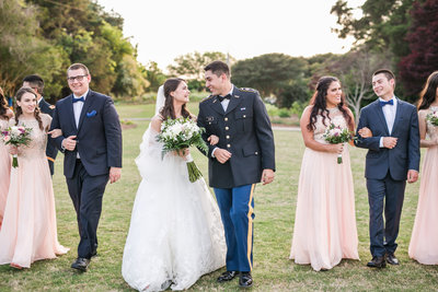 bridal party walking