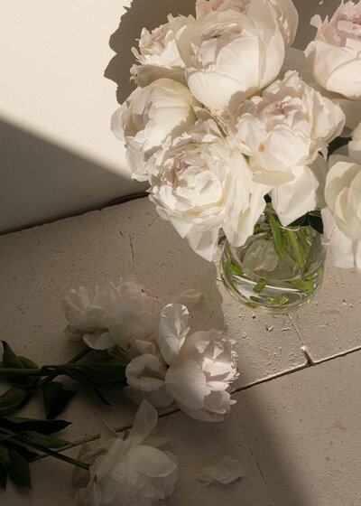 Elegant white floral arrangement in vase