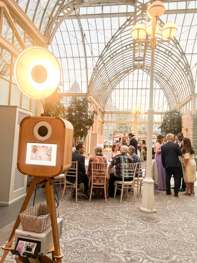 Premium party entertainment modern wooden photo booth hire for De Vere Tortworth Court corporate events, weddings, private parties, brand launches and more