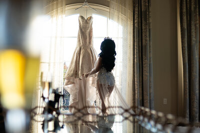 Bride gazing at her groom before their reception at Ashford Estate in Allentown New Jersey