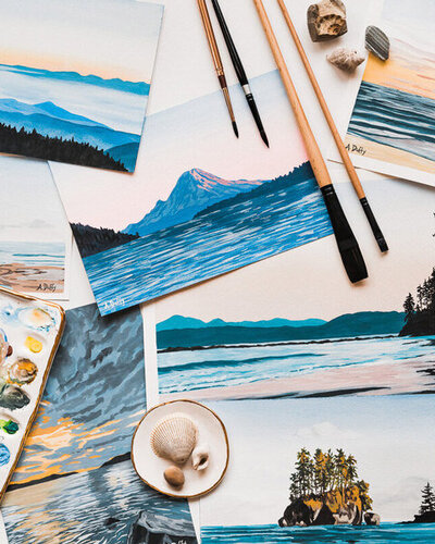 a collection of pacific northwest paintings by artist amy duffy