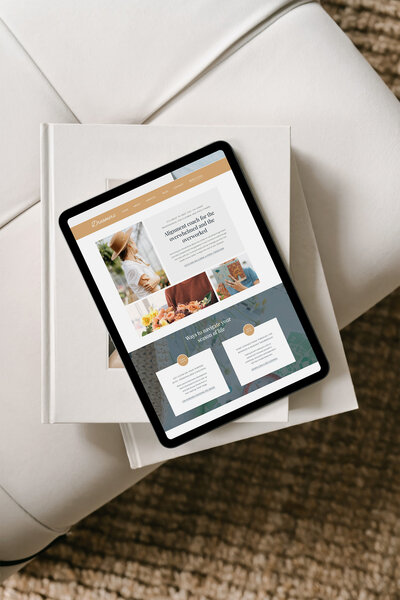 Lumen template home page on a desktop device sitting on a table