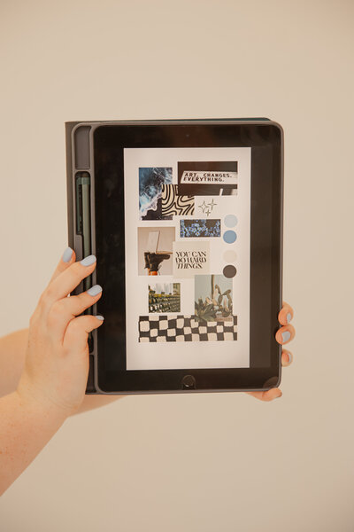 Mad Impact Design | Brand  + Website design for service-based businesses | Sierra Vista, Arizona | ipad with Mad Impact Design Moodboard