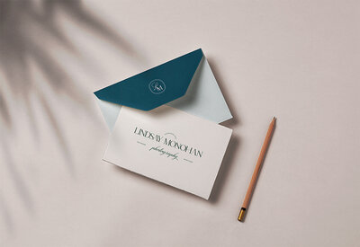 Mockup of branding for photographer by Palme Design Co
