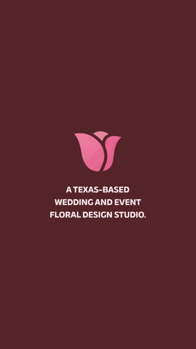 The Tallest Tulip icon on a maroon background with text that says "A Texas-based wedding and event floral design studio."