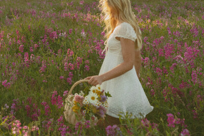 girl standing in field in Oregon