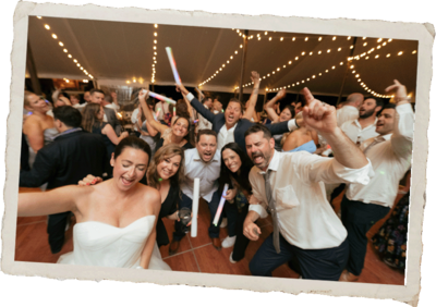 Photo of a fun wedding reception party at a luxury wedding in New York