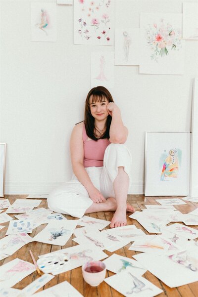 A Live watercolor sketch artist based in montreal, quebec displaying her art - Stephanie Anne Illustration