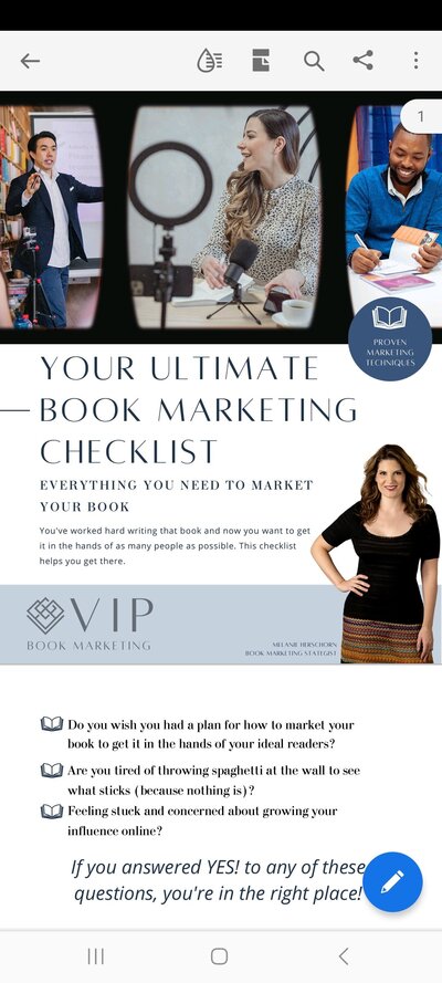 Cover of free Ultimate Book Marketing Checklist that you can download