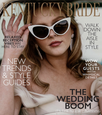 Magazine cover of Kentucky Bride magazine with girl in sunglasses