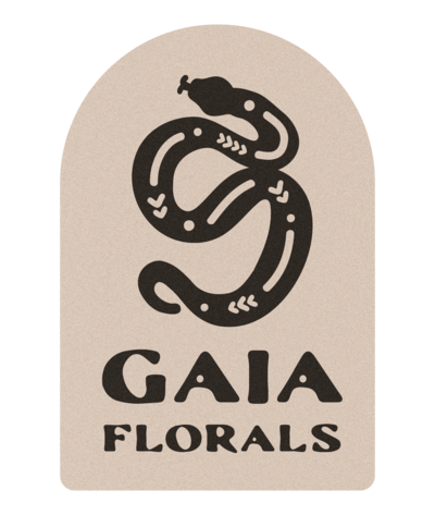 Gaia Florals logo mark with snake illustration