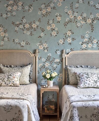 Lewis & Wood blue floral wallpaper