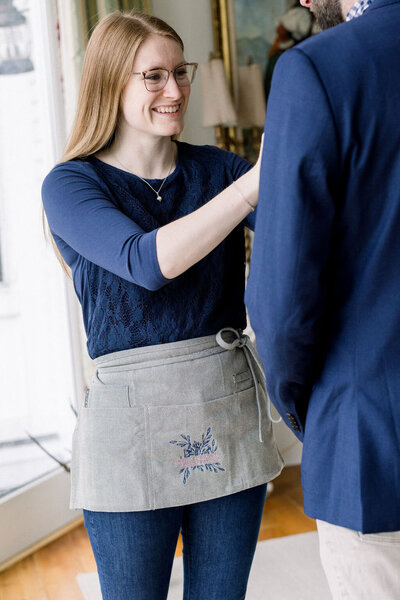 Pinning a Boutonniere