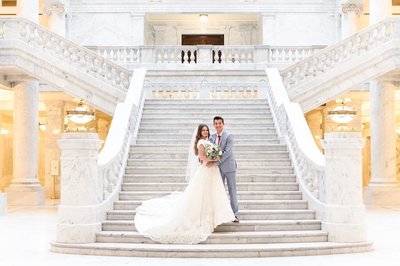 elopement photograhy at utah state capitol building