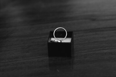 Black and white still images of a wedding ri