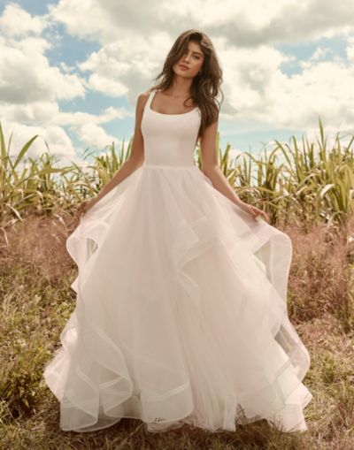 Illusion Crepe Sheath Wedding Dress. Looking for sexy but not too sexy? Exposed boning makes a chic and delicate statement in this illusion crepe sheath wedding dress.