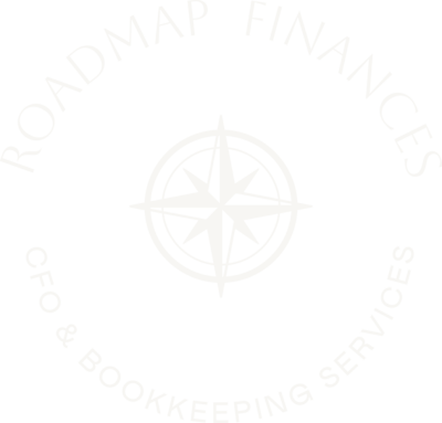 Circular logo with star in the center and text "Roadmap Finances CFO & Bookkeeping Services" wrapped around the outside