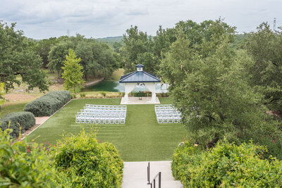 A view from the stair at Kendall Point overlooking the ceremony site and lake.