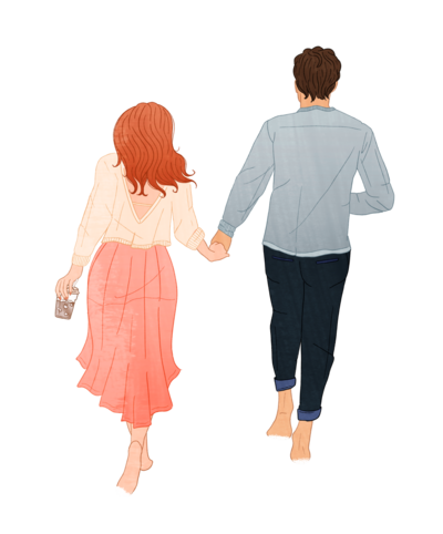 Illustration of Haley and Cam from the book Feels Like Coming Home by Rebecca Wrights