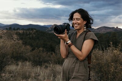 Denver intimate wedding photographer photographs couple's first look.