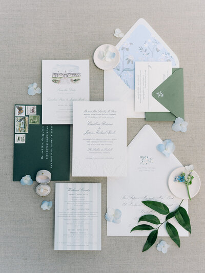 Luxury stationery on ground for weddings