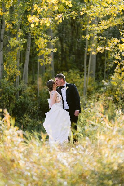Fall Vail Wedding couple in Aspen Grove