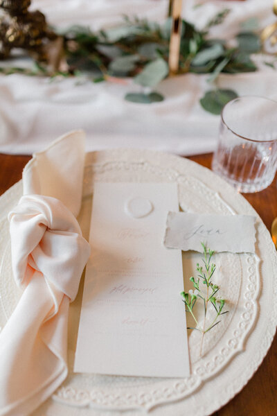 various wedding decor elements and stationary