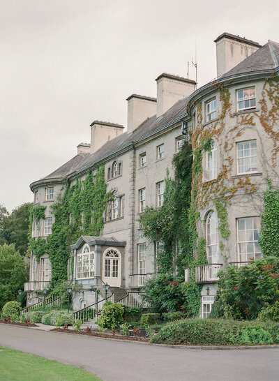 Ivy-covered facade of Mount Juliet Estate in Autumn captured by Molly Carr Photography