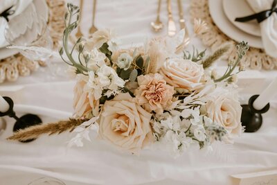 Beautiful tablescape with flowers and cutlery