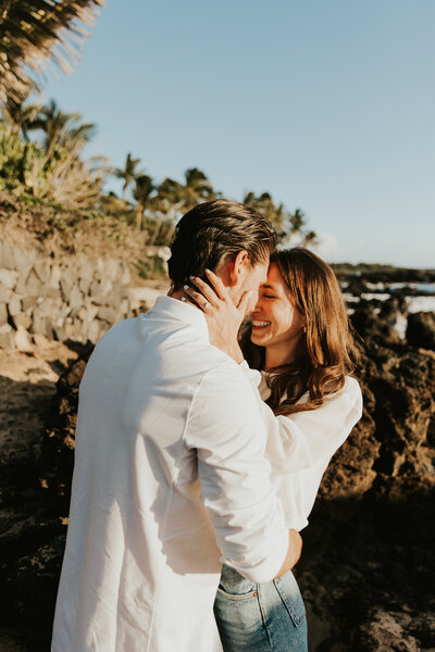Maui elopement photographer captures sunset couple portraits after maui elopement locations
